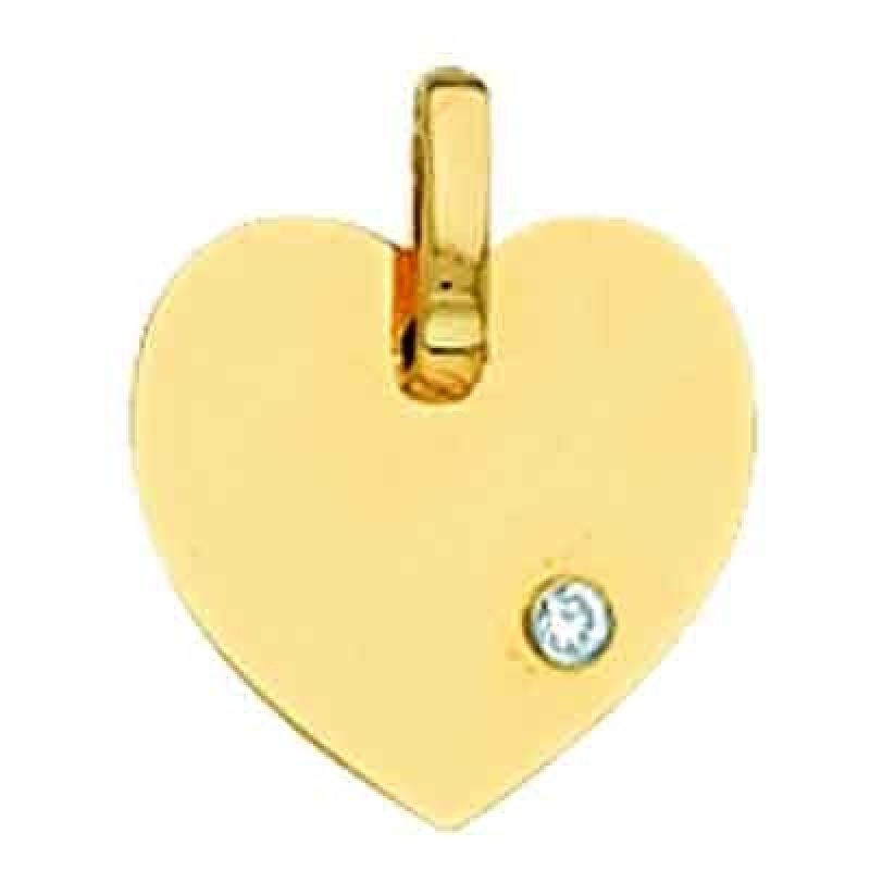 Pendentif coeur et diamant (or jaune 750°) Berceau magique bijoux