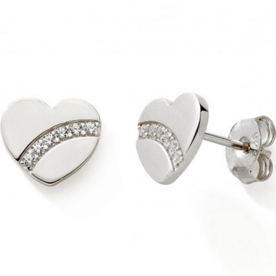 Boucles d'oreilles Coeur avec zirconium (argent)  par Baby bijoux