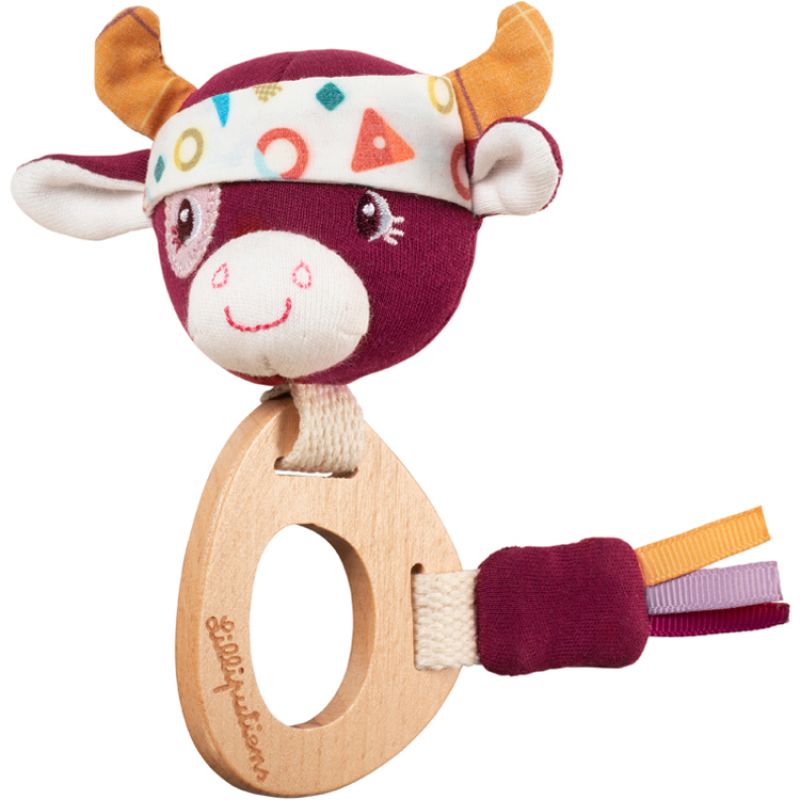 Hochet en bois éco Rosalie la vache Lilliputiens