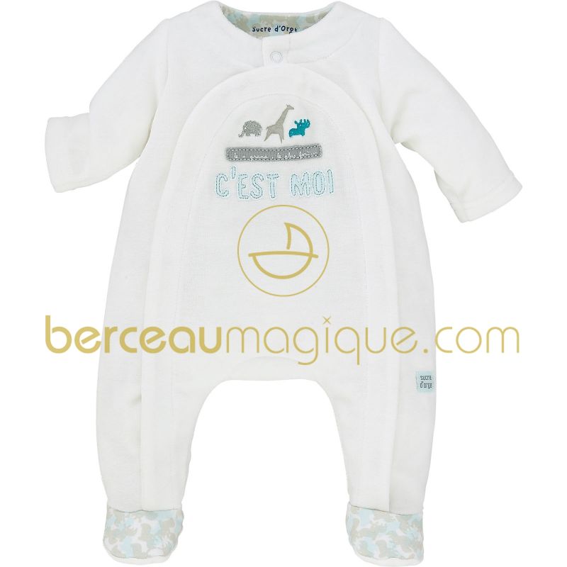 Pyjama velours Mini nature (prématuré au 12 mois) Sucre d'orge
