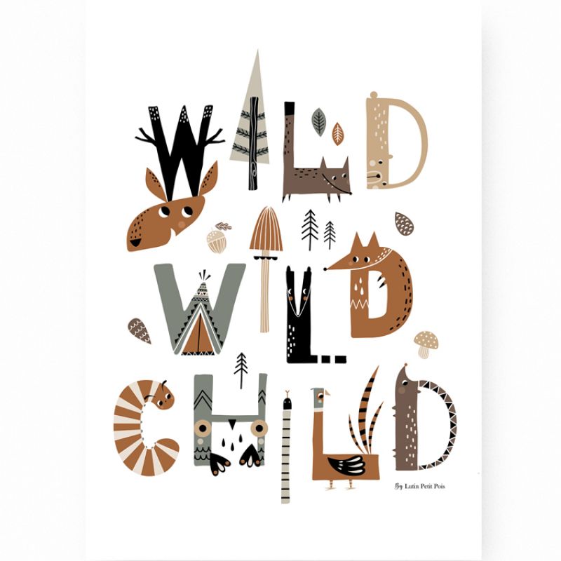 Affiche A3 Wild Wild Child Lutin Petit Pois
