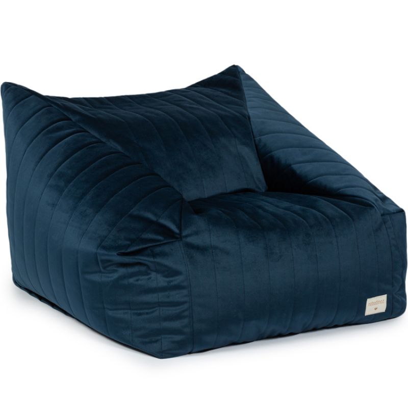 Fauteuil enfant en velours Chelsea Night blue Nobodinoz