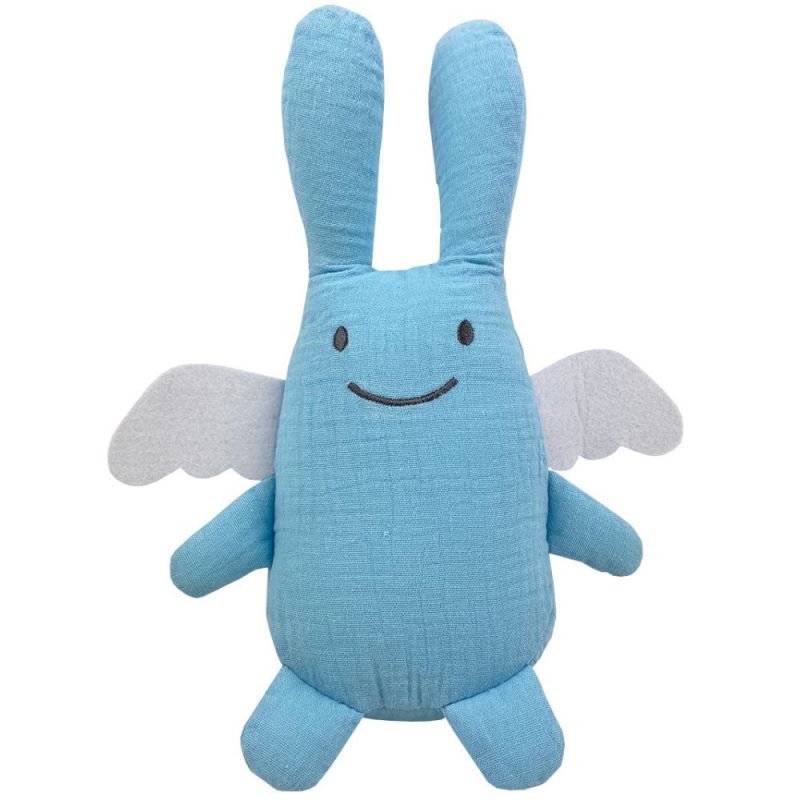 Hochet peluche ange lapin en coton bio bleu ciel (20 cm) Trousselier Produit 1