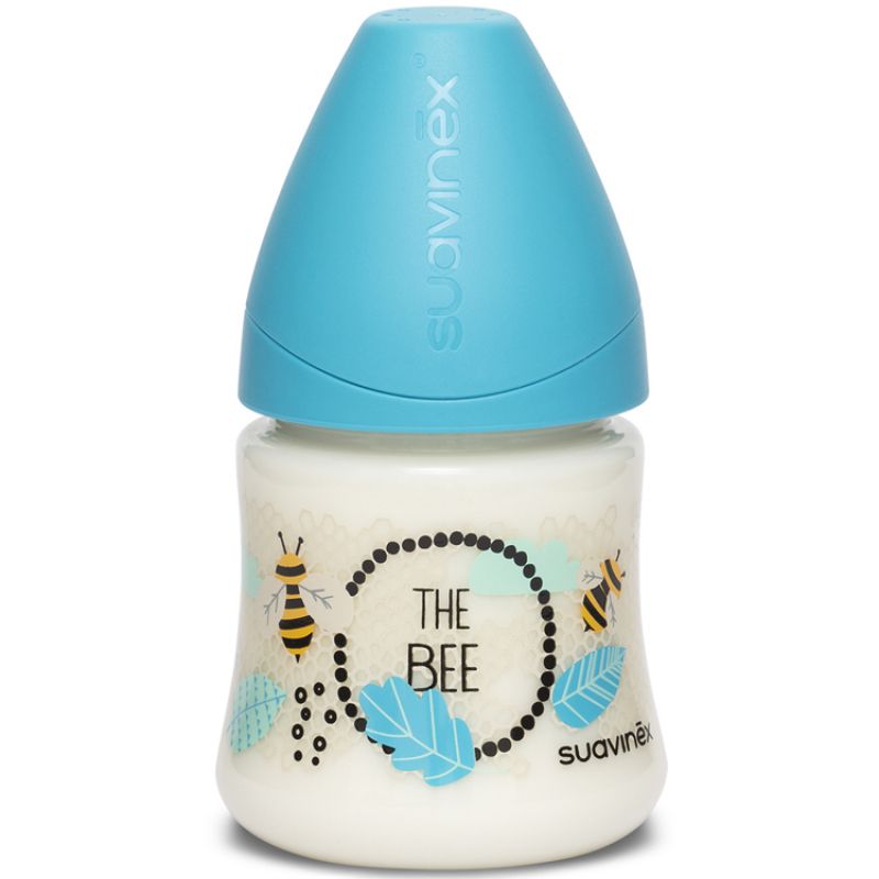 Biberon avec tétine ronde en silicone Total Look Fusion Abeille bleu (150 ml) Suavinex
