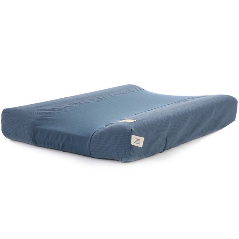 Housse de matelas à langer Calma Nid d'abeille coton bio Night blue (50 x 70 cm) Nobodinoz