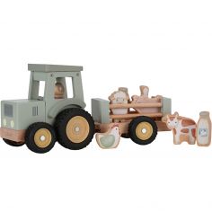 Tracteur avec remorque en bois Little Farm - Little Dutch
