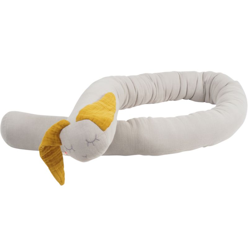 Coussin câlin Lapin gris et jaune Kikadu