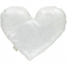 Coussin coeur lin nacré blanc (30 cm)  par Les Juliettes