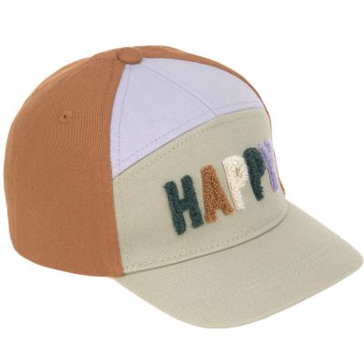 Casquette visière courbée Happy kaki clair/caramel (2-6 ans)