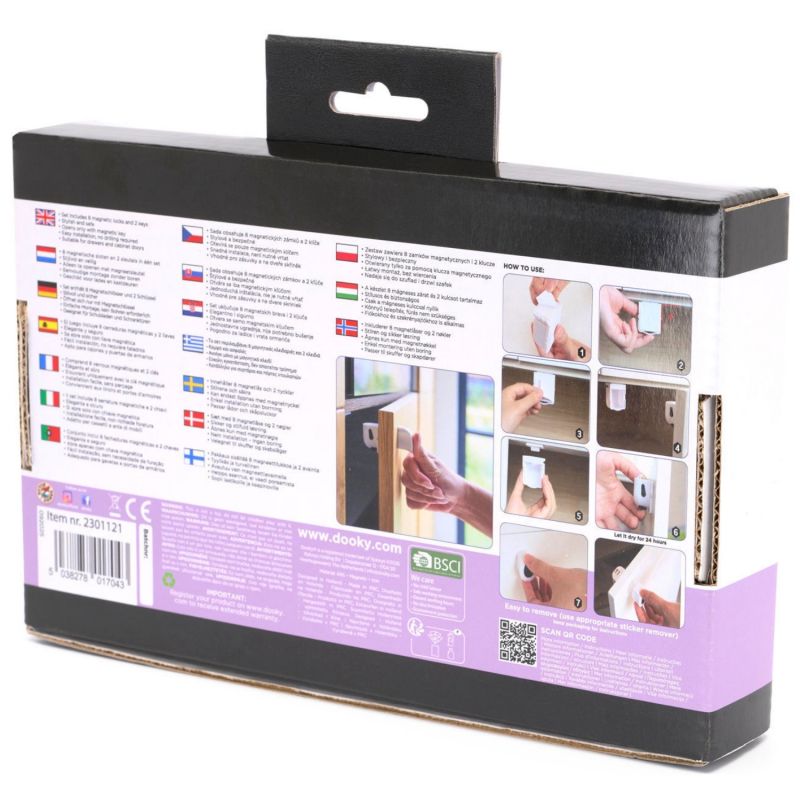 Cadenas magnétiques de sécurité (8 verrous + 2 Clefs) Dooky Packaging 7