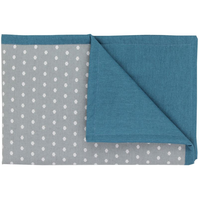 Couverture en coton réversible Nuages gris et bleu canard (100 x 70 cm) AFKliving
