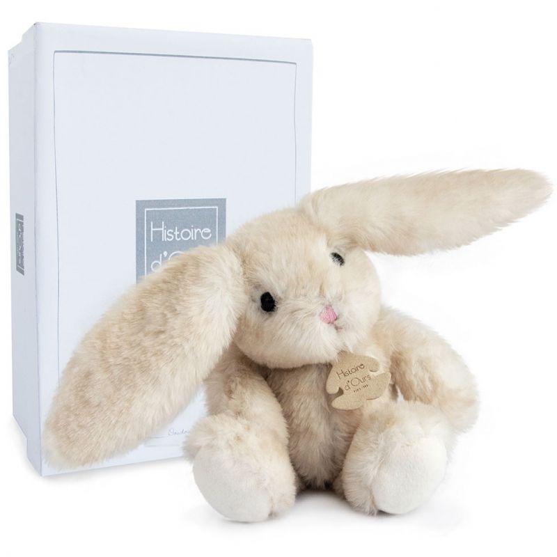 Coffret peluche Lapin Fluffy écru (27 cm) Histoire d'Ours