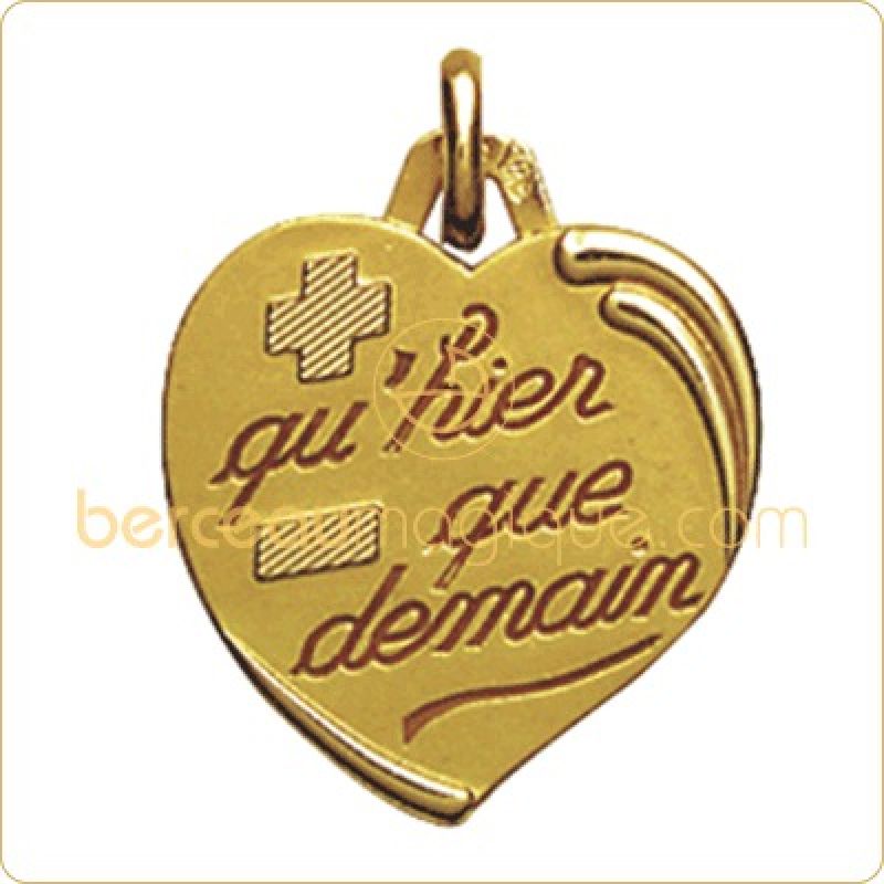 Médaille d'amour Coeur ''Message d'amour'' (or jaune) Maison Augis