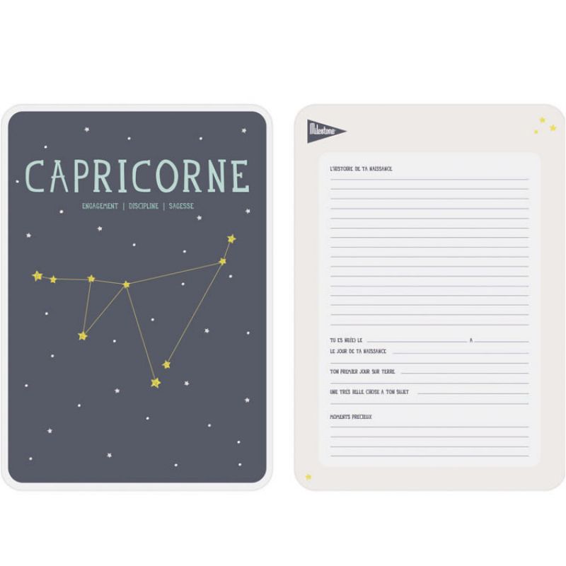 Affiche signe astrologique Capricorne (21,4 x 32,5 cm) Milestone