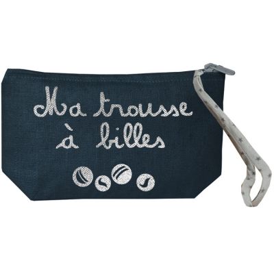 Pochette à billes bleue pétrole (personnalisable)