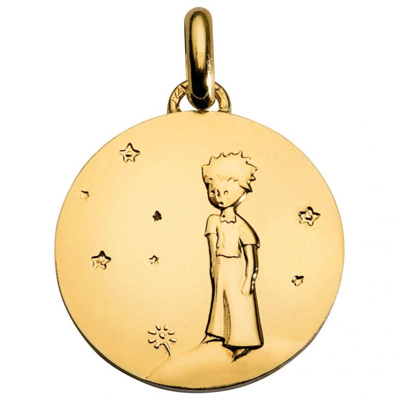 Médaille Le Petit Prince sur sa planète 14 mm (or jaune 750°) Monnaie de Paris
