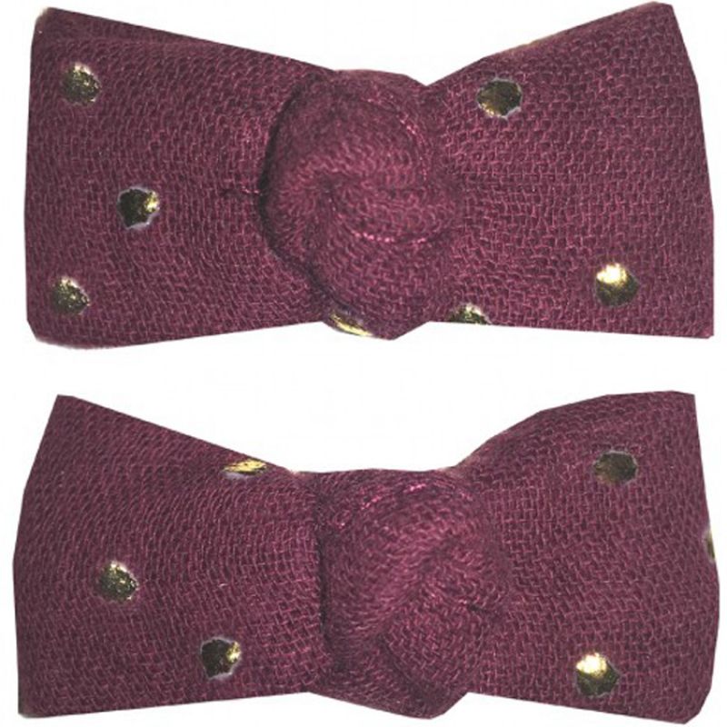 Lot de 2 barrettes noeuds prune BB & Co
