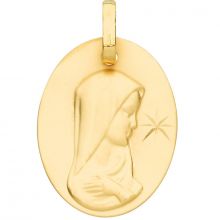Médaille ovale de la Vierge étoile 16 mm (or jaune 375°)  par Berceau magique bijoux