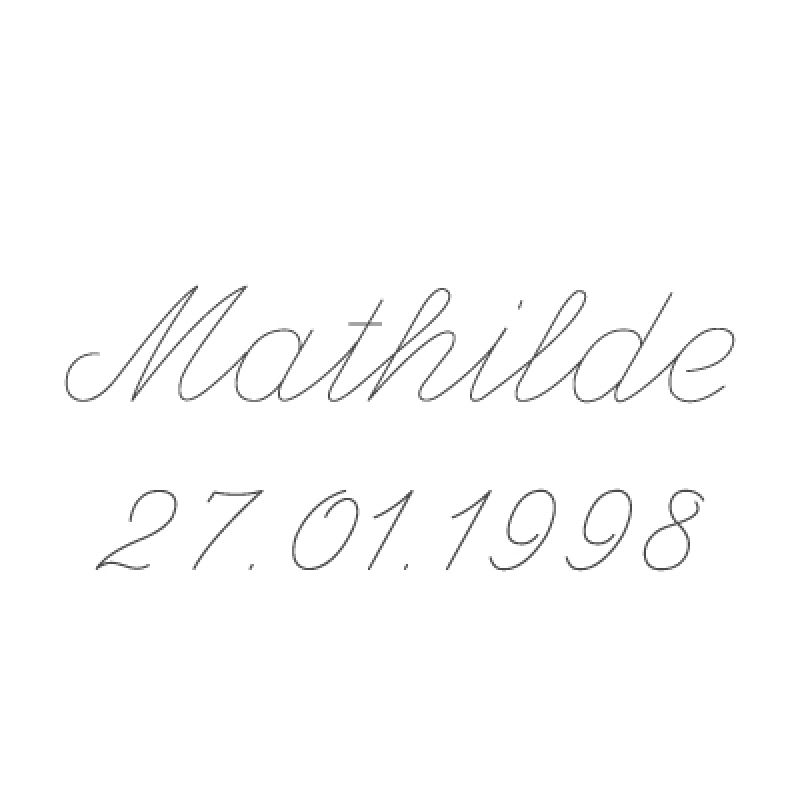Gravure prénom + date sur médaille (Typo 9 Script) Gravure magique OLD