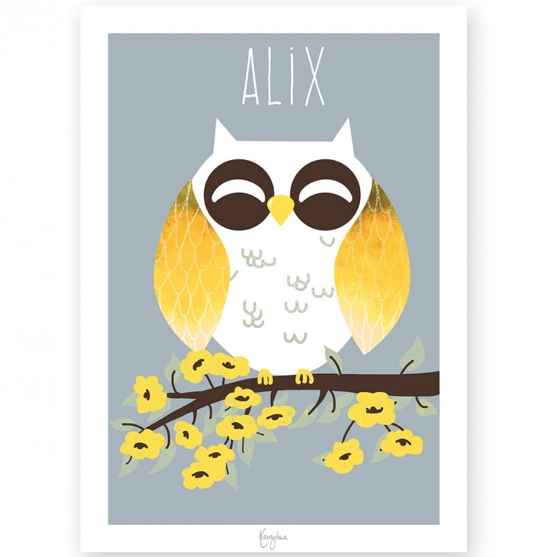 Carte A5 Les Animignons le hibou (personnalisable) Kanzilue