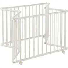 Parc pliant Lucilee + blanc avec fond vert d'eau (76 x 97 cm)