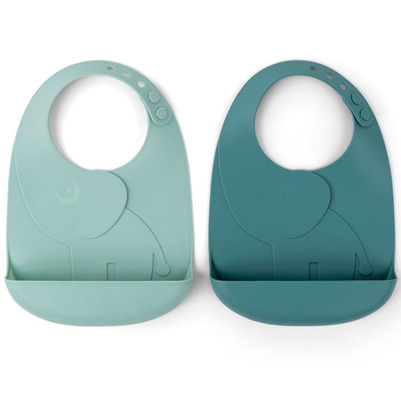 Lot de 2 bavoirs en silicone Elphee mint Peekaboo Done by Deer