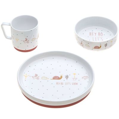 Coffret repas en porcelaine rose Garden Explorer (3 pièces) - Reconditionné  par Lässig 