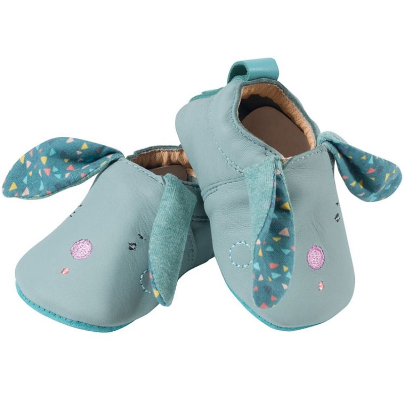 Chaussons en cuir lapin Les jolis trop beaux (0-6 mois) Moulin Roty