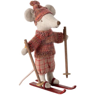 Grande soeur Souris en hiver sur ses skis Rose  par Maileg