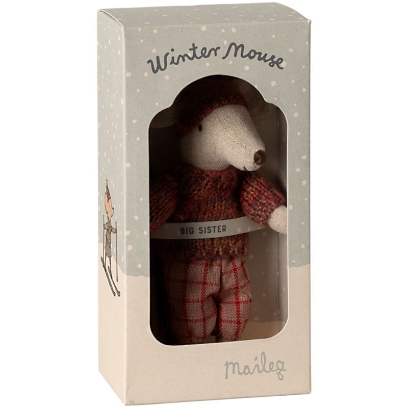 Grande soeur Souris en hiver sur ses skis Rose Maileg Packaging 4