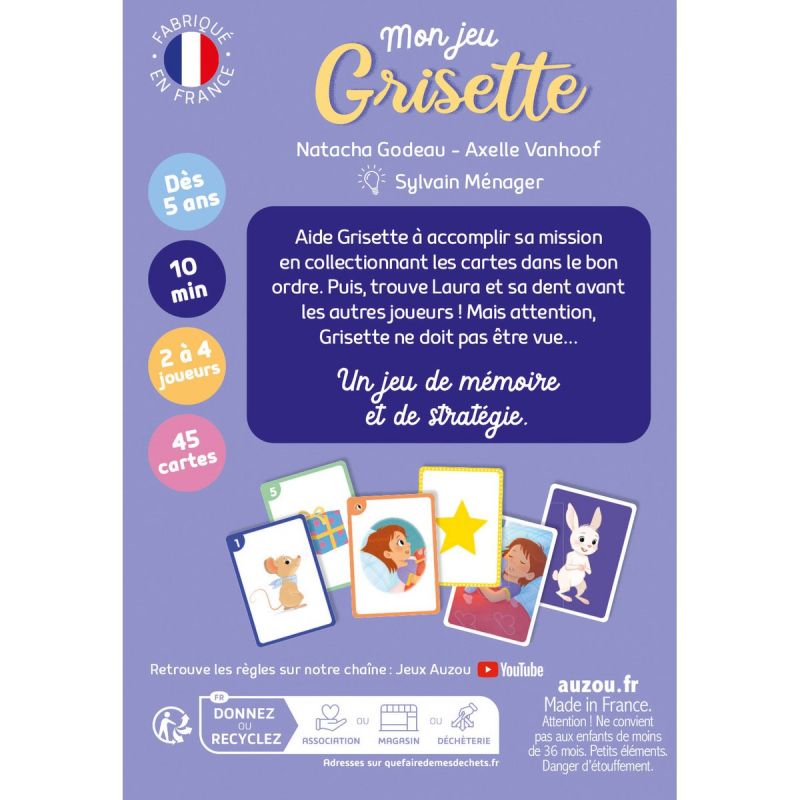 Jeu de cartes Mon jeu Grisette La Petite Souris en mission Auzou Editions Produit 4