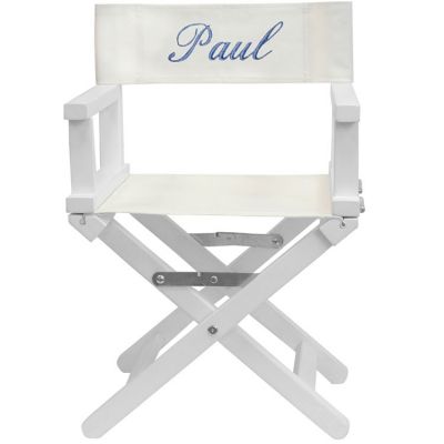 fauteuil metteur en scène bleu roi pieds blancs (personnalisable)