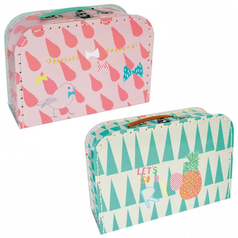 Set de deux valisettes Rio vert et rose Mimi'lou