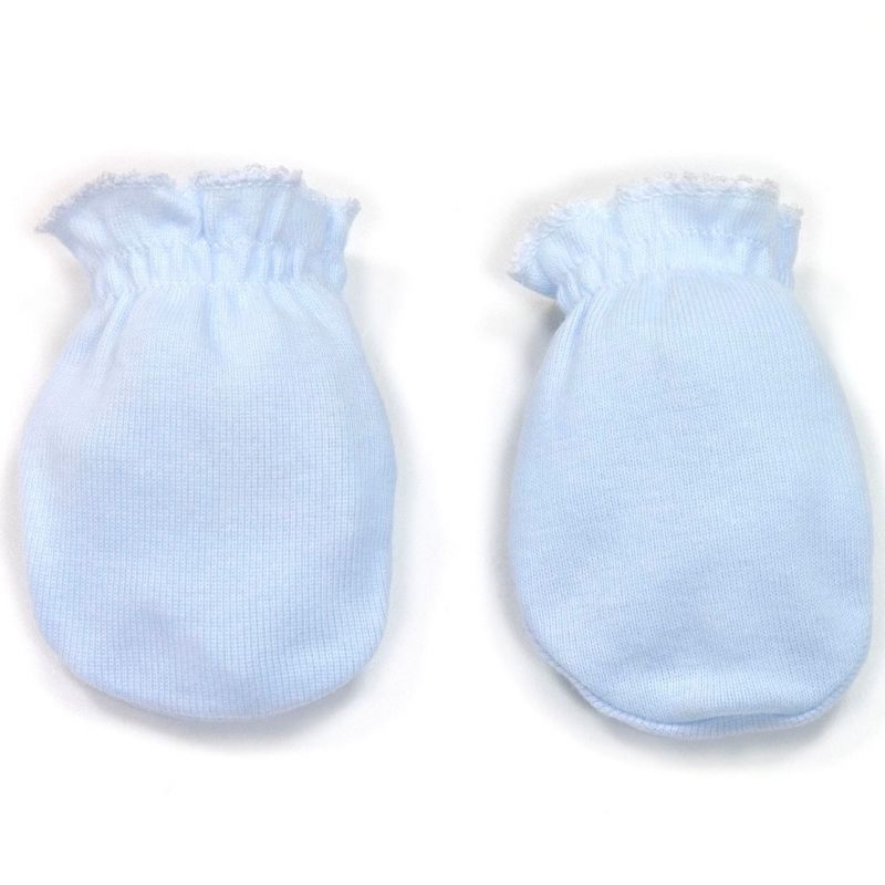 Moufles de naissance en coton bleu Cambrass