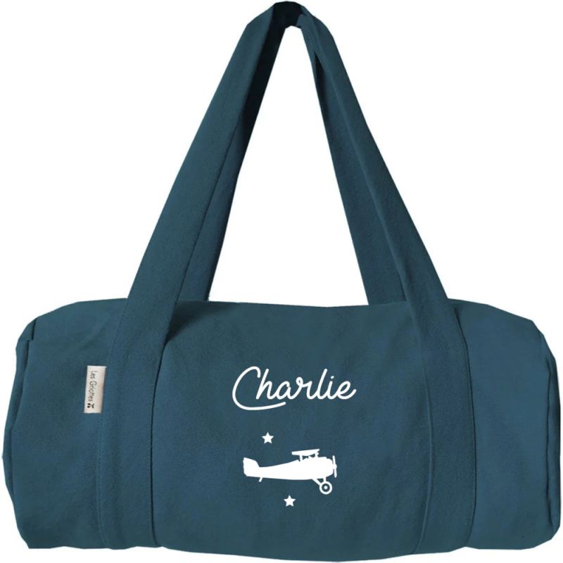 Sac de voyage enfant bleu pétrole (personnalisable) Les Griottes Produit 1 grande taille