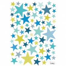 Stickers A3 étoiles aqua My super star by Sophie Cordier (29,7 x 42 cm)  par Lilipinso