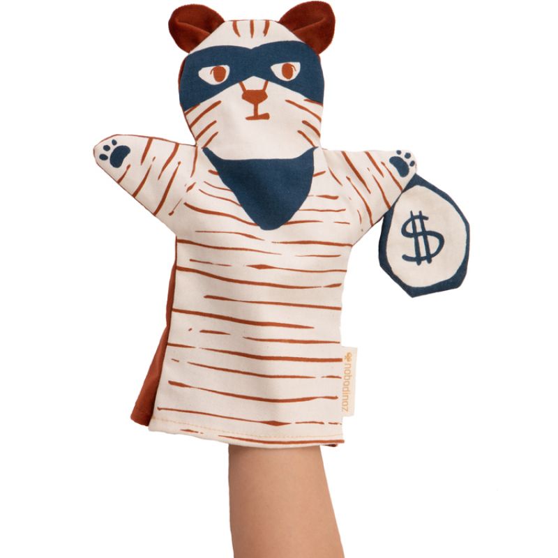Marionnette à main tigre Tiger super-héros Nobodinoz