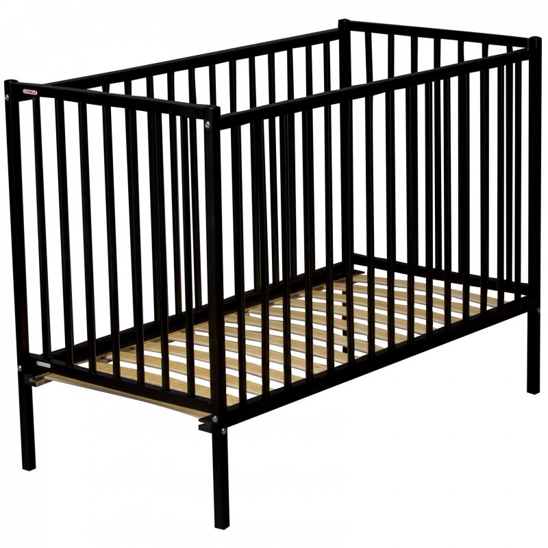 Lit à barreaux Rémi en bois massif laqué noir (60 x 120 cm) Combelle