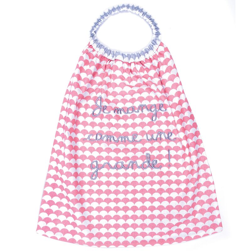 Bavoir élastiqué Je mange comme une grande corail BB & Co