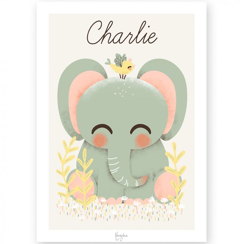 Carte A5 Les Animignons l'éléphant (personnalisable) Kanzilue