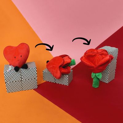 Peluche Les Flipetz Cœur et Fleur Rouge Coquelicot