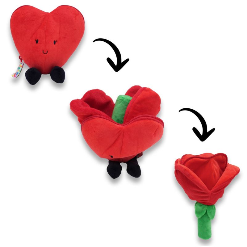 Peluche Les Flipetz Cœur et Fleur Rouge Coquelicot Les Déglingos Produit 5