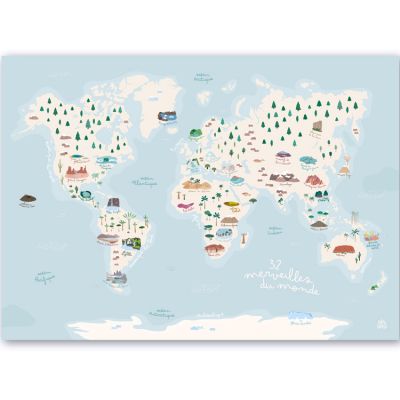 Carte du monde et livret d'exploration (50 x 70 cm)