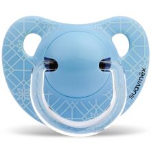 Sucette physiologique Panda bleu en silicone garçon  (0-6 mois)  par Suavinex