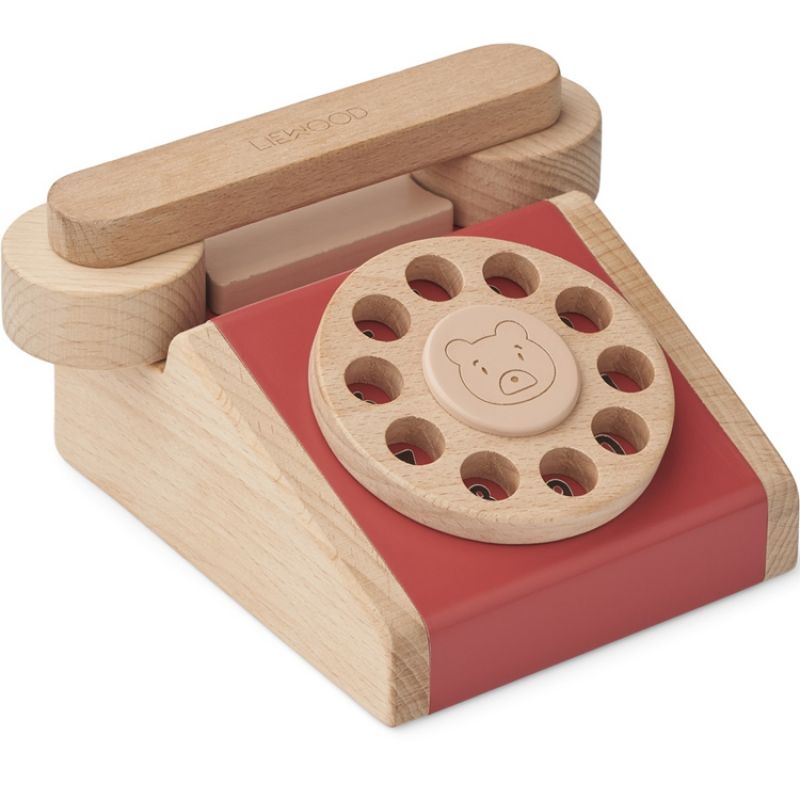 Téléphone en bois Selma Apple red pale tuscany rose Liewood