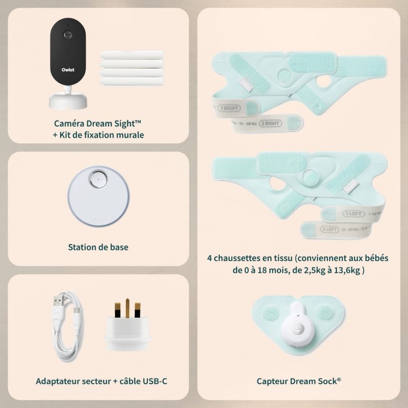 Pack chaussette connectée Dream Sock Menthe + Dream Sight Cam (0-18 mois) Owlet Ambiance 9