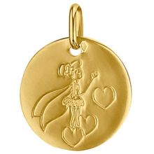 Médaille ronde Fée et coeur 16 mm (or jaune 750°)  par Premiers Bijoux