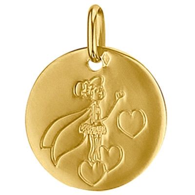 Médaille ronde Fée et coeur 16 mm (or jaune 750°) Premiers Bijoux