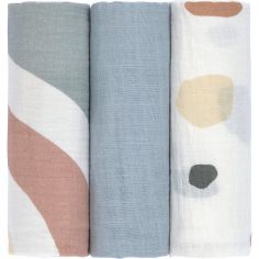 Lot de 3 langes Arc-en-ciel bleu poudré (85 x 85 cm) - Lässig 