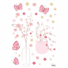 Stickers A3 fleurs et papillons Cherry Blossom by Léanie (29,7 x 42 cm)  par Lilipinso